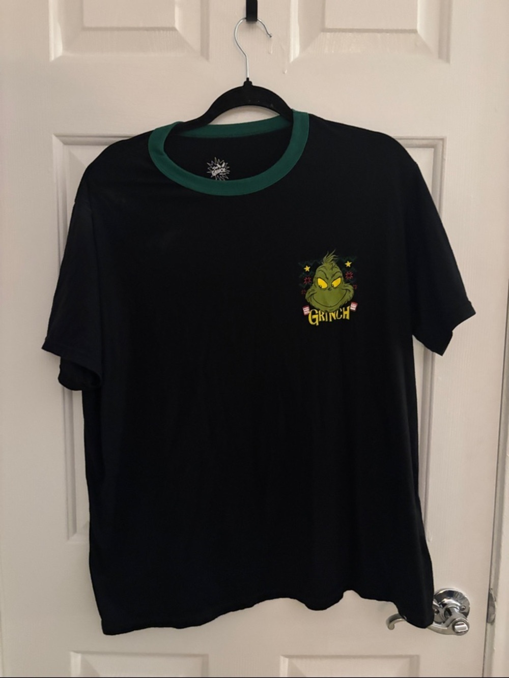 The Grinch Black Short Sleeve Ringer Tee with Green Trim